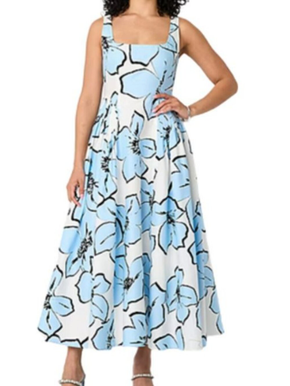 Premier Amour blue white floral midi dress size 16. NWT's